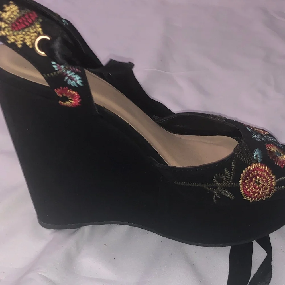 Black suede platform